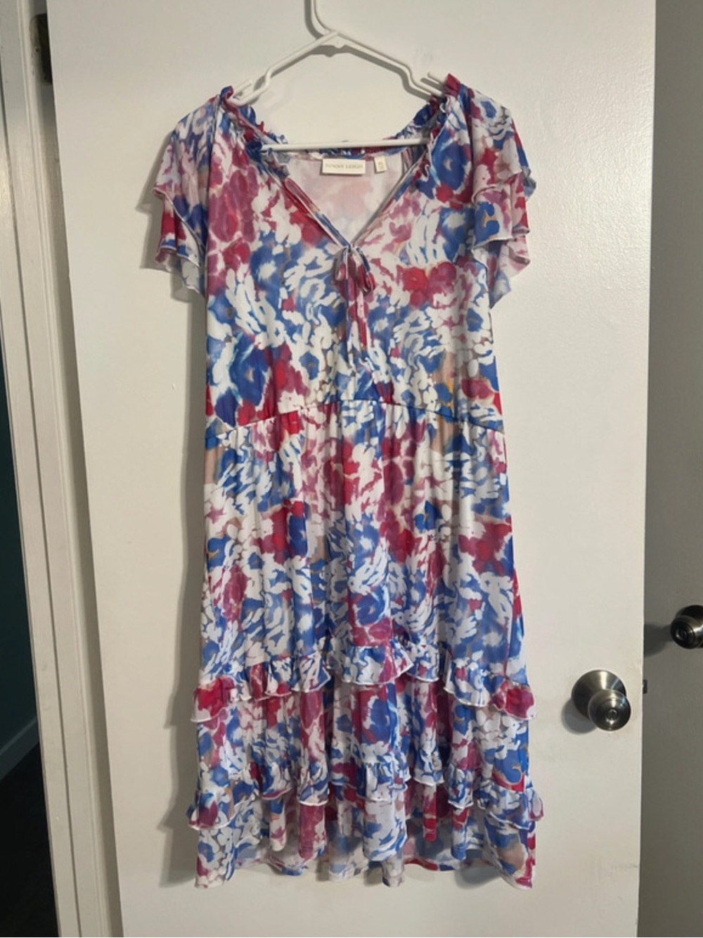 Sunny Leigh Blue & pink Floral High-Low Ruffle Dress